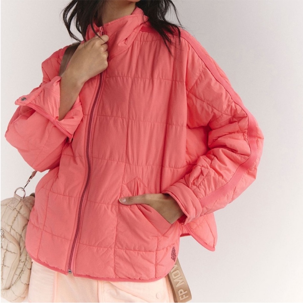 Free People Pippa Packable Puffer Jacket Hibiscus Tulip Pink Size Large NWT NEW